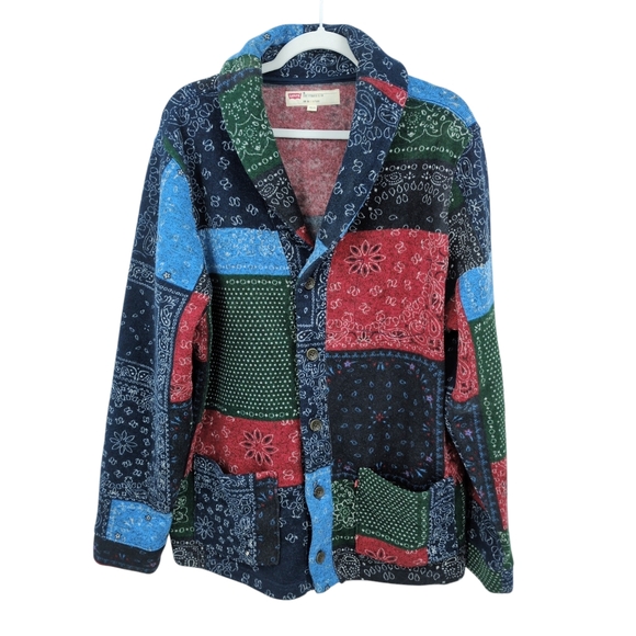 Levi's Other - Levi's Hillen Cardigan Sweater Fleece Patchwork Handkerchief Button Up Men's XL